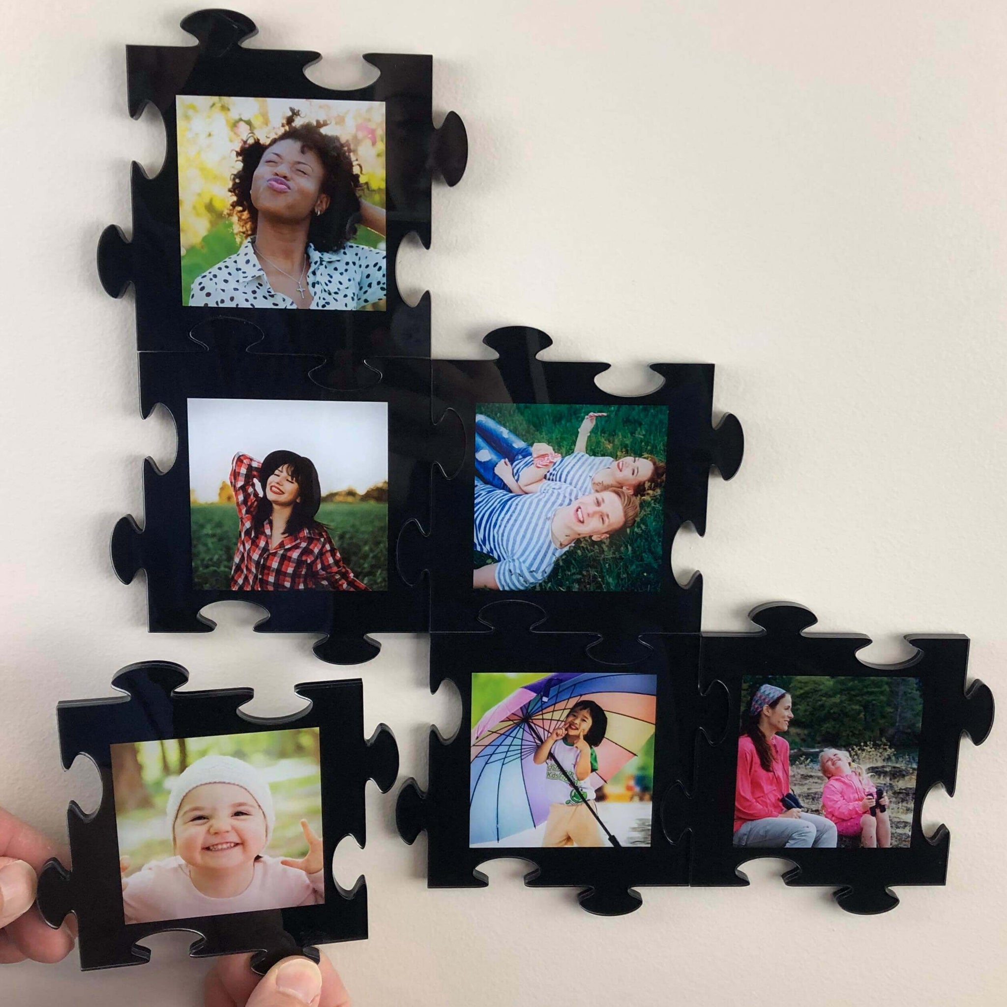 Happy Reunion 8x8 Picture Tiles | Mix Tiles Picture Frames Stick on Wall |  Photo Tiles Peel and Stick Picture Frames as Gallery Wall Frame Set (Black
