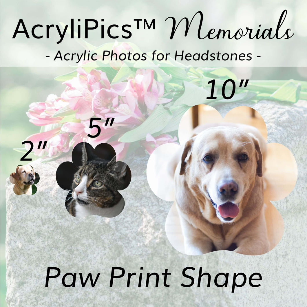 PAW PRINT AcryliPics™ Memorials - Tombstones & Headstones Acrylic Photos
